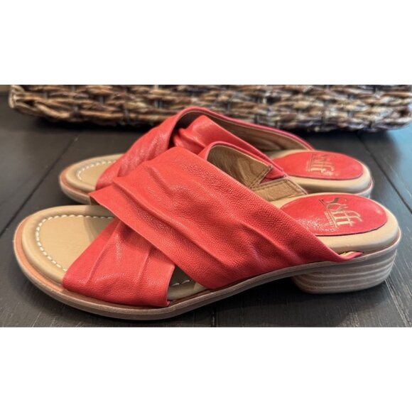 Sofft Fallon Size 7 Leather Slide Sandals Red Coral - Picture 5 of 13